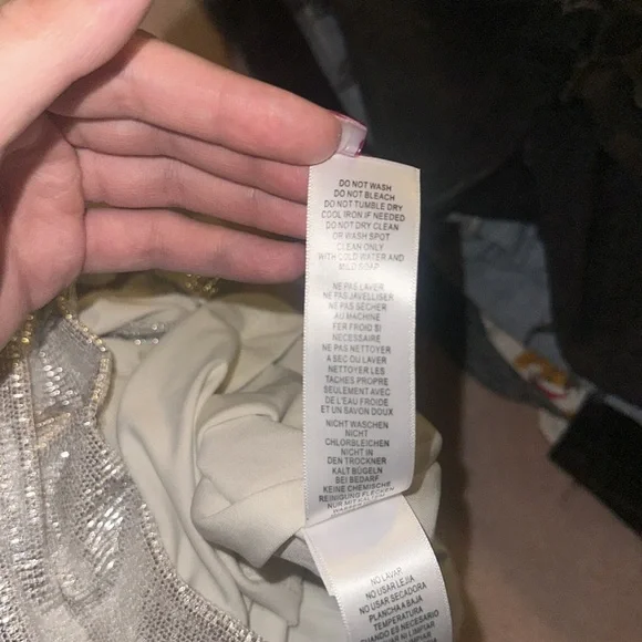 Aidan by Aidan Mattox Off The Shoulder Mini Foiled Cocktail Dress Champagne - Picture 8 of 9